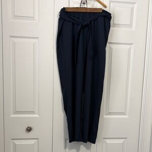 Tie-Waist Navy Paperbag Pants